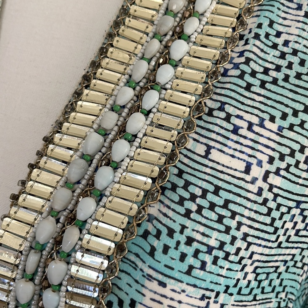 TAJ by Sabrina Crippa silk beaded tunic top - Picture 2 of 7